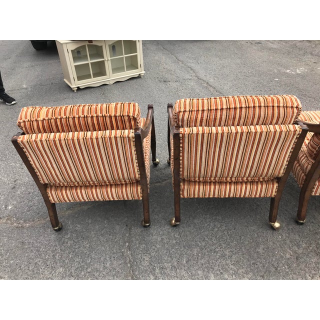Mid Century Velvet Upholstered Dining Chairs on Casters ...