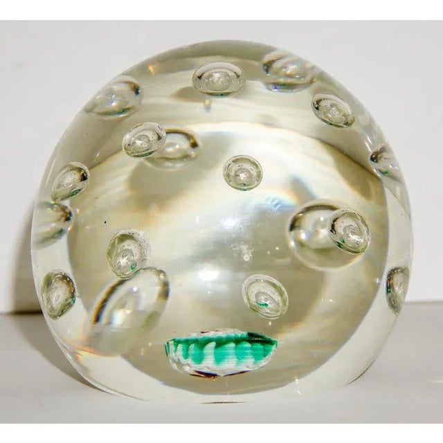 1970s Murano Glass Paper Weight Bubbles & Millefiori For Sale - Image 5 of 10