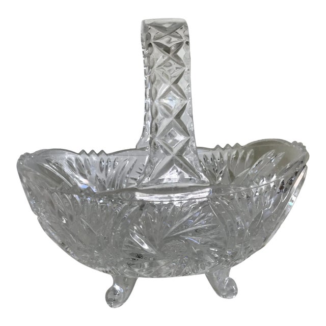 Crystal Footed Basket For Sale