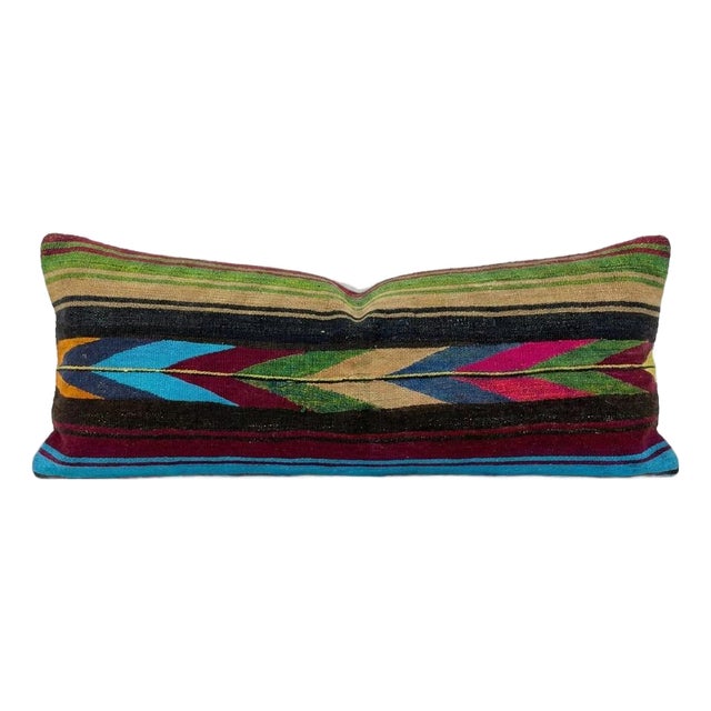 Turkish Kilim Bedding Pillow Cover 16'' X 49'' For Sale