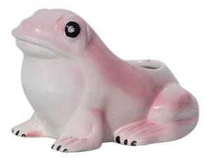 1970s Vintage Pink and White Hobnail Frog Planter in the Style of Jean Roger
