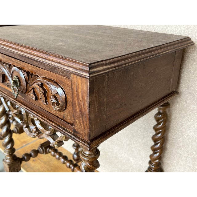 20th Century Pair of Solid Carved French Nightstands With Turned Columns For Sale - Image 11 of 13