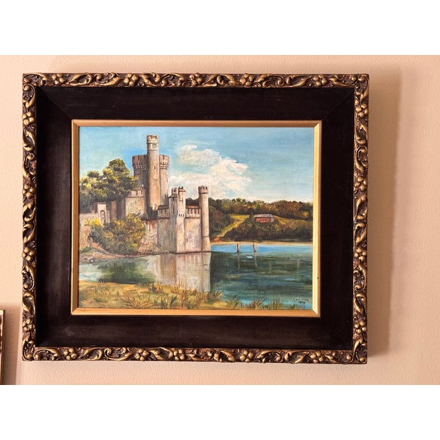 Made in Ireland 1969 Black Rock Castle Oil Painting For Sale - Image 12 of 15