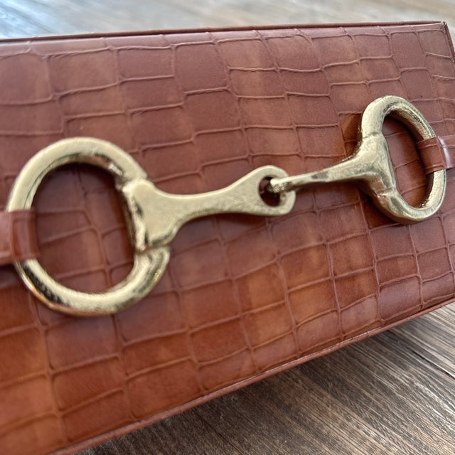 Animal Skin Horsebit Faux Croc Leather Box For Sale - Image 7 of 7
