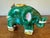 Green Pair of Sculpted Ceramic/Clay Whimsical Lion & Elephant Candlesticks For Sale - Image 8 of 15