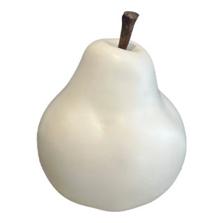 Oversized White Pear Sculpture - Cores De Terra Brazil Artist Selma Calheira For Sale