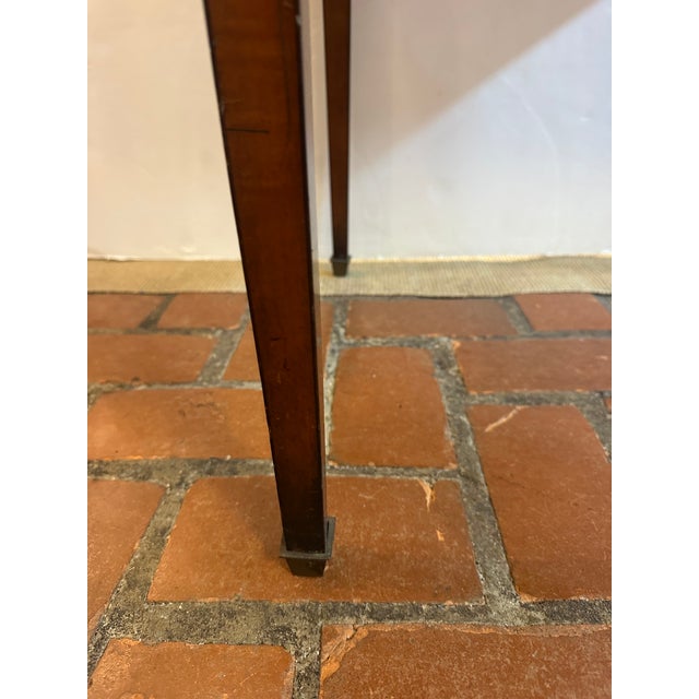 18th Century French Hand Painted Walnut & Leather Side Table For Sale - Image 9 of 14