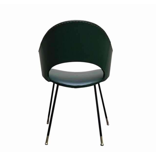 Black Vintage Chairs with Round Backrest in Green Skay, 1970s, Set of 4 For Sale - Image 8 of 12