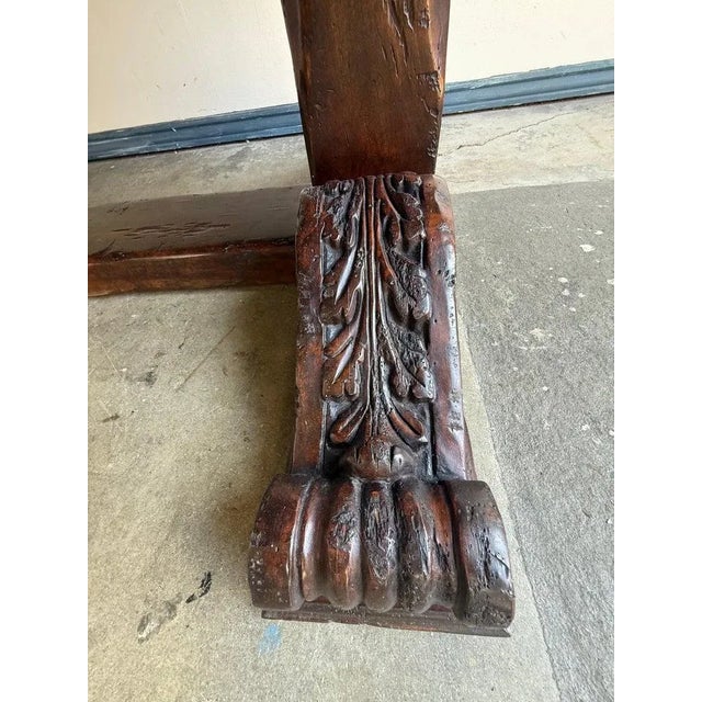 Monumental Spanish Revival Carved Trestle Dining Table, Early 20th Century For Sale - Image 14 of 17