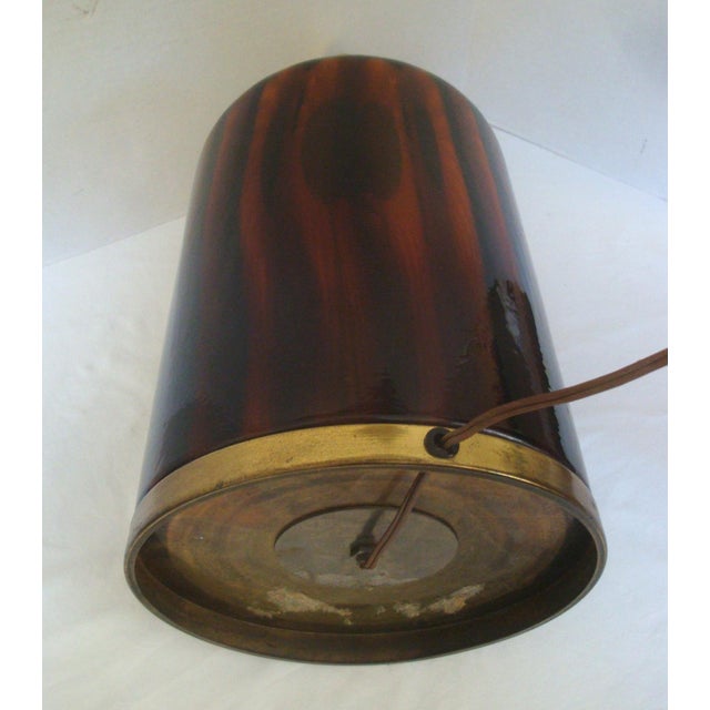 Mid-Century Glam Italian Tortoiseshell Glass and Brass Table Lamp For Sale In Richmond - Image 6 of 7