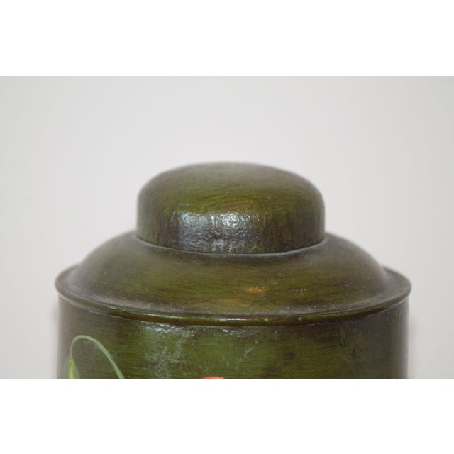 Vintage Signed Tole Metal Tea Caddy, Hand Painted Poppies For Sale - Image 6 of 8