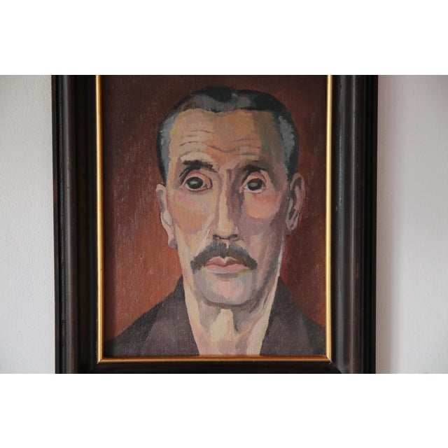 Modern Impressionist Artist, Portrait of a Man with a Moustache, 1920s-1940s, Oil on Canvas, Framed For Sale - Image 3 of 5