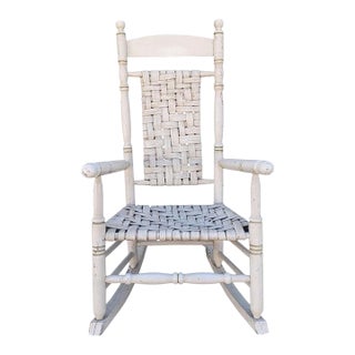19thc Oyster Painted Wooden Rocking Chair For Sale