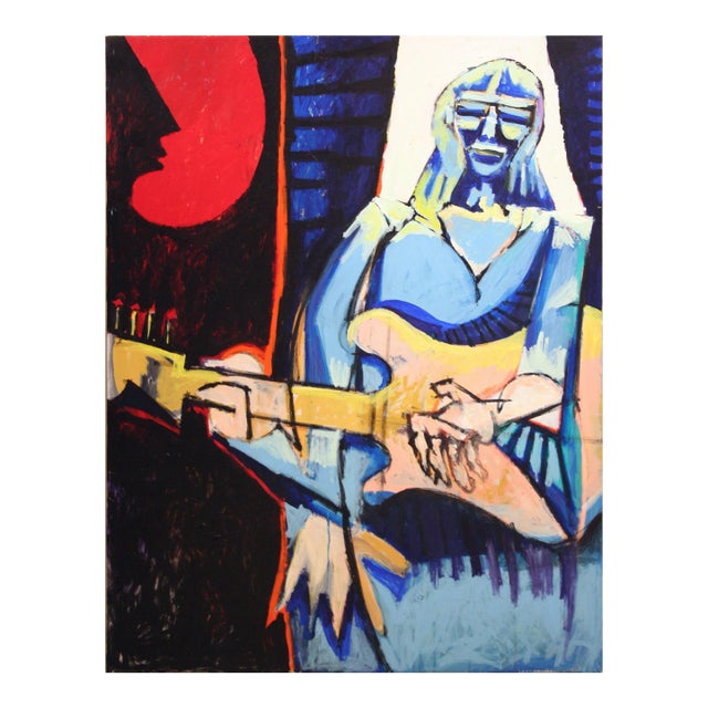 Courtney Love and Guitar Abstract Expressionist Figurative by Michael William Eggleston For Sale