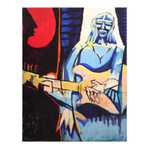 Courtney Love and Guitar Abstract Expressionist Figurative by Michael William Eggleston