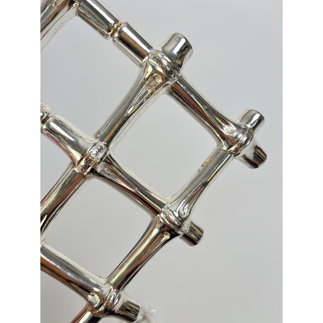 Vintage Italian Faux Bamboo Silver Plated Expandable Trivets - A Pair For Sale - Image 10 of 10