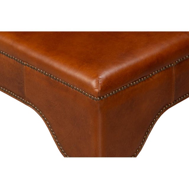 2020s Square Brown Leather Cocktail Ottoman For Sale - Image 5 of 12