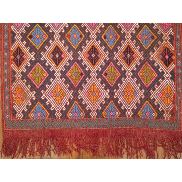 Boho Chic Vintage Zabihi Collection Jajim Turkish Flatweave - 3'8" x 6'9" For Sale - Image 3 of 7