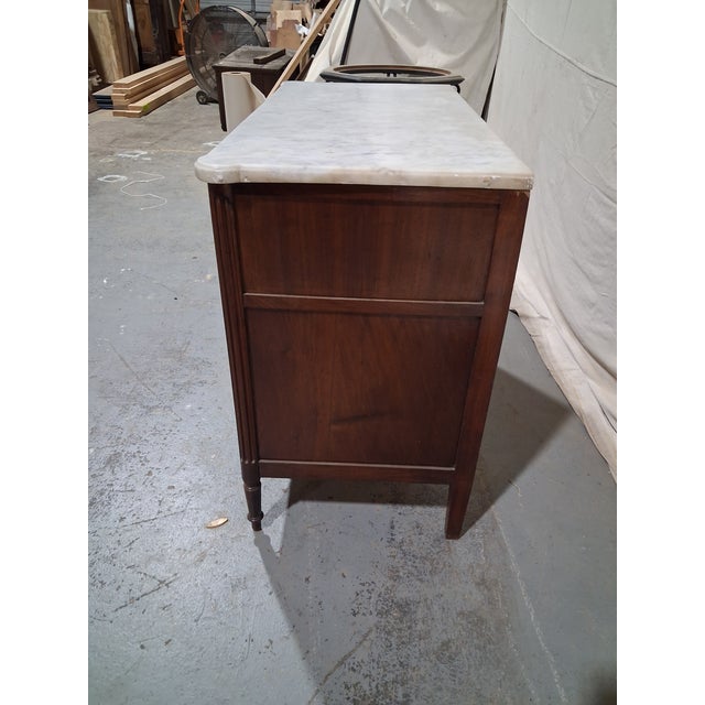 19th Century 19th Century French Directoire Walnut Marble Top Commode For Sale - Image 5 of 9