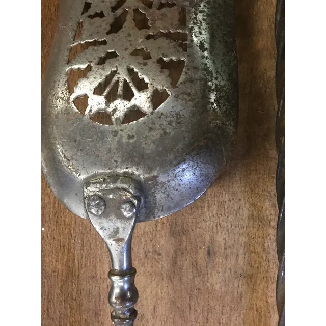 Silver Antique 19th Century English Steel & Brass Mounted Fireplace Tools - Set of 3 For Sale - Image 8 of 13