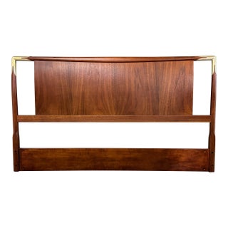 1990s Refinished Walnut Full Headboard by Robsjohn Gibbings for Widdicomb For Sale