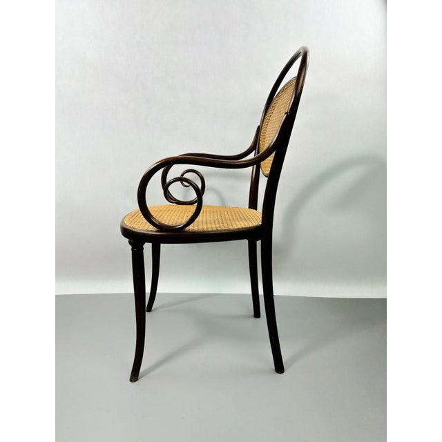 Antique Classical Armchair No. 11 in Bentwood Beech and Cane Seat from Thonet, Vienna, 1868,, 1870 For Sale - Image 3 of 12