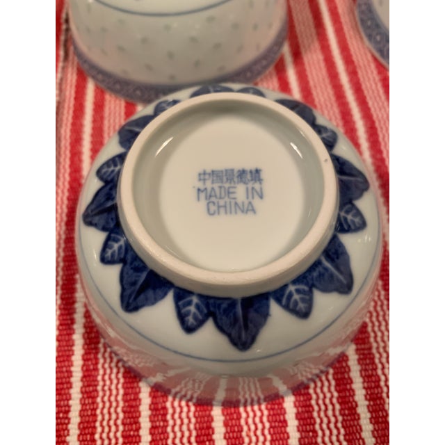 Vintage Chinese Blue & White Porcelain Rice Grain Bowls Set of 12 For Sale - Image 16 of 16