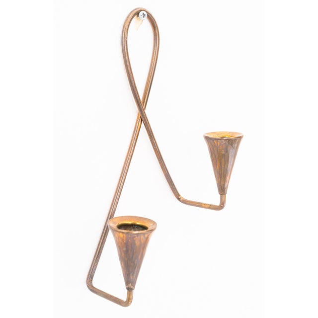Wall Brass Candleholder, Vienna, Austria, 1950s For Sale - Image 4 of 8