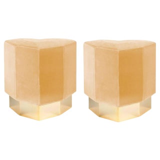 Set of Mustard Queen Heart Stools by Royal Stranger For Sale