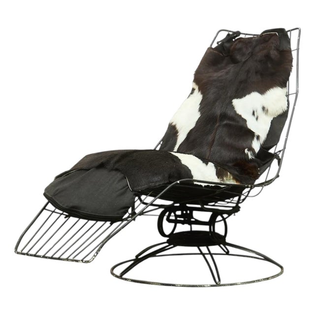 Vintage Homecrest Mid-Century Wire Banana "Siesta" Lounge Chair, Swivels & Rocks For Sale