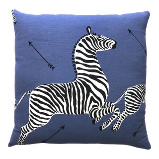 The House of Scalamandré Zebras Pillow, Denim For Sale