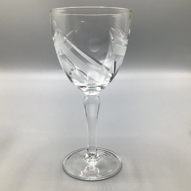 1960s Cut Crystal European Abstract Line and Bubble Stemware-Set of 39 For Sale - Image 5 of 13