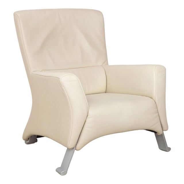 Leather 322 Armchair in White Cream from Rolf Benz For Sale