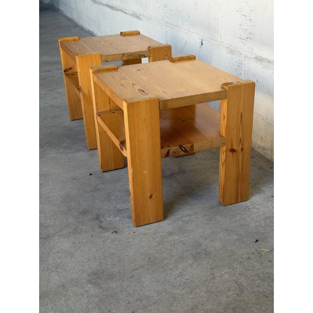 Pair of Vintage Danish Pine Side Tables Scandinavian Modern Nightstands For Sale - Image 9 of 9