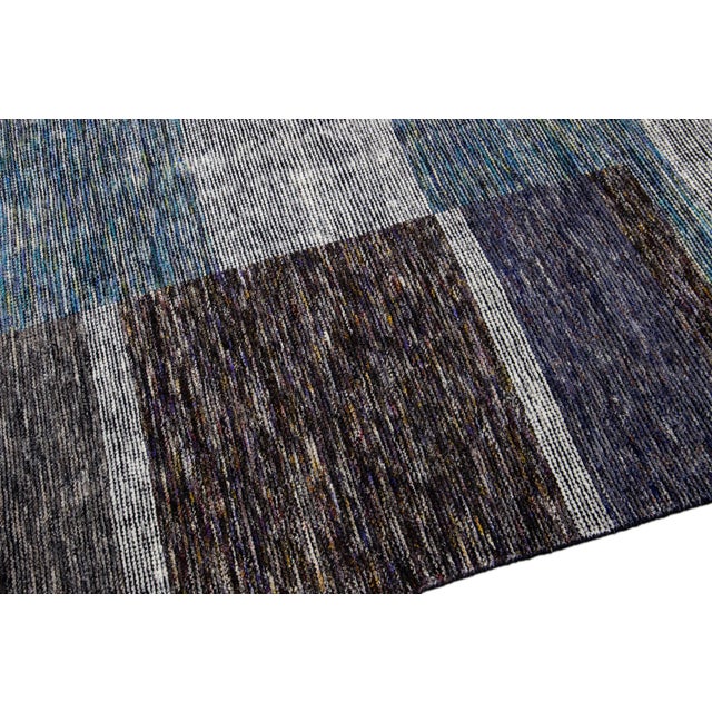 Textile Modern Apadana's Safi Collection Handmade Abstract Earthy Tone Designed Wool Rug For Sale - Image 7 of 11