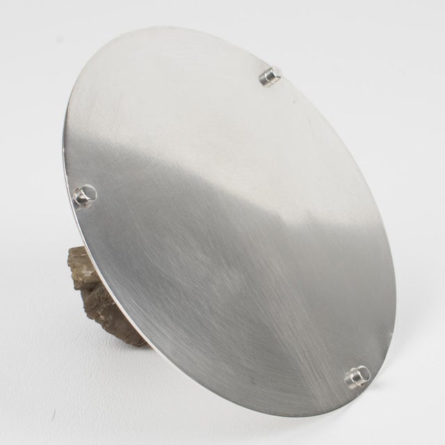 Christian Dior Paris Silver Plate Box with Quartz Stone, circa 1970 For Sale - Image 9 of 13