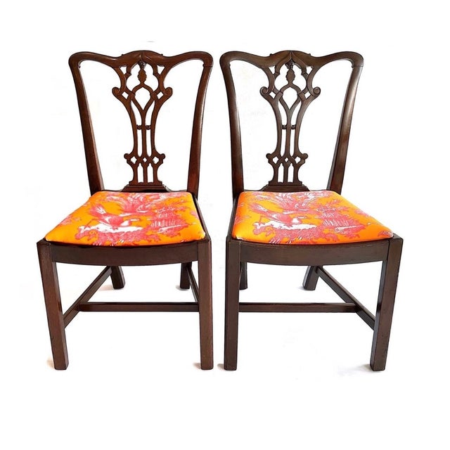 1930's Hand-Carved Solid Mahogany Chippendale Dining Chairs - Set of Eight For Sale - Image 9 of 14