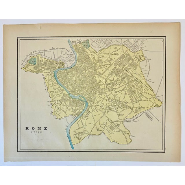 Rome, Italy, Original Map by Cram, 1889 For Sale - Image 4 of 4