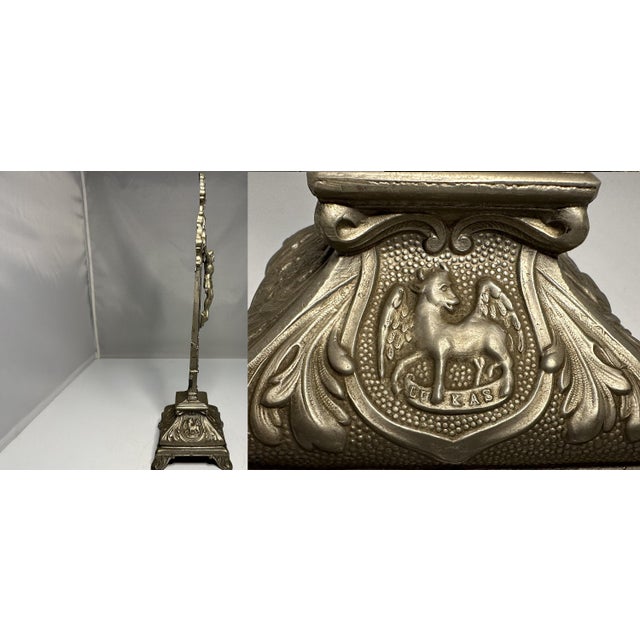 Silver Antique French Altar Crucifix: Jesus Christ, Holy Trinity, Gospels c. 1900 For Sale - Image 8 of 10