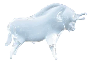Mid 20th Century Vintage Charging Bull Hand Blown Art Glass Figurine