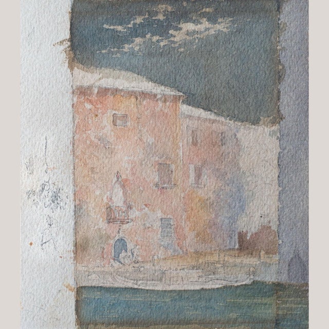 Venetian Canal Scene, 1950s, Watercolor For Sale - Image 6 of 11
