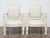 French Pair of French 1920s Painted Armchairs with Carved Details and Linen Upholstery For Sale - Image 3 of 11