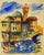 1960s Thelma Chait, Mid-Century Townscape Watercolor For Sale - Image 5 of 5