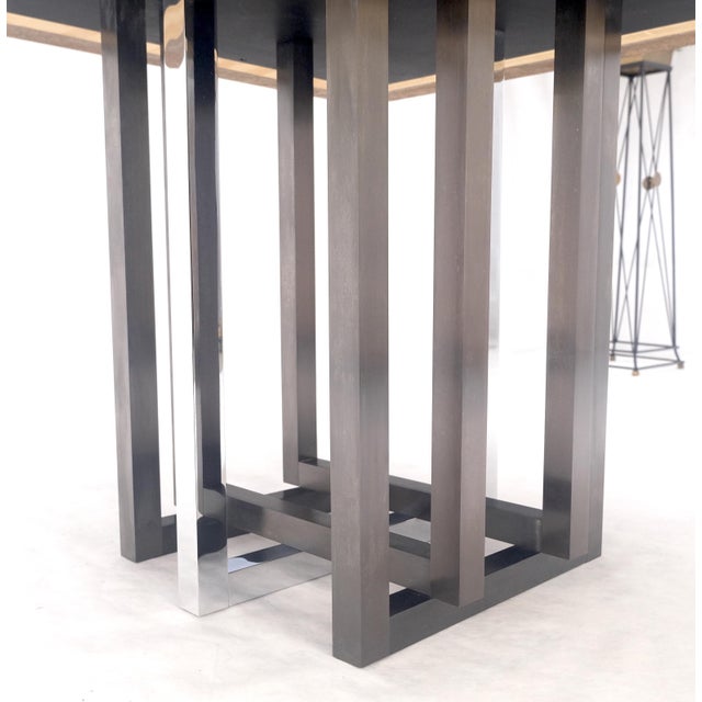 48" Square Granite Top Patinated Brass & Chrome Base Dining Conference Table For Sale - Image 15 of 15