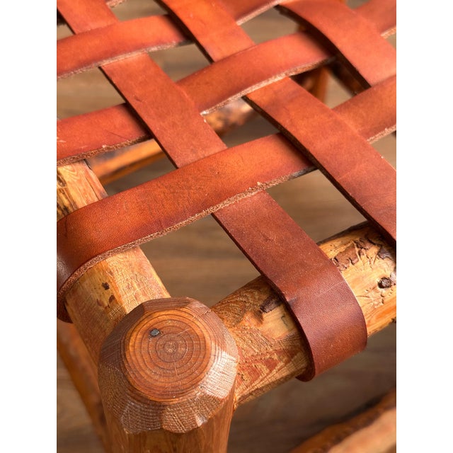 Wood 1940s Italian Leather Strap Dining Chairs, Set of Four For Sale - Image 7 of 17