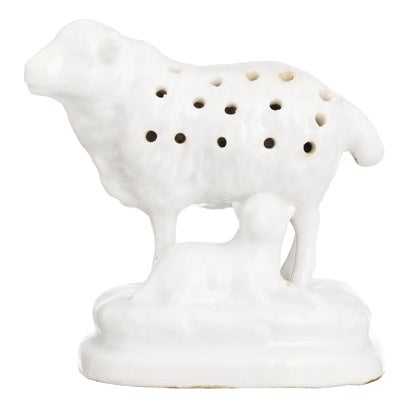 19th Century Porcelain Sheep with Lamb Toothpick Holder from Vista Alegre For Sale