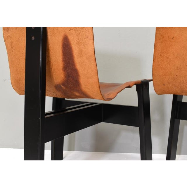 Cognac Leather Tre 3 Dining Chairs by Angelo Mangiarotti for Skipper, 1978, Set of 4 For Sale - Image 16 of 17