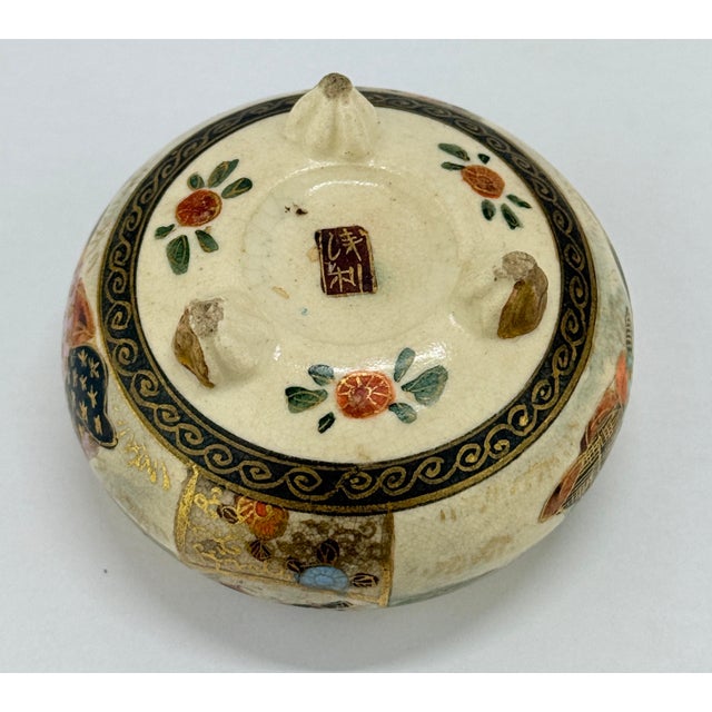 Ceramic Miniature Japanese Satsuma Porcelain Samurai Motif Censor - Signed, Meiji Era For Sale - Image 7 of 7
