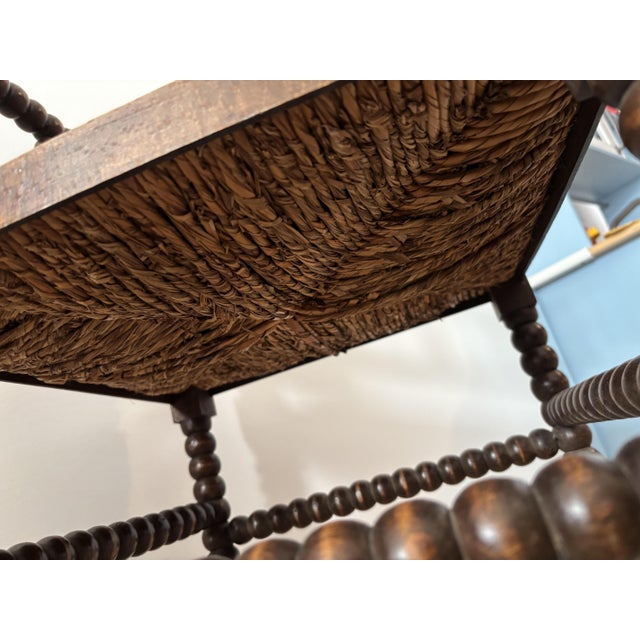 Vintage Corner Chair in Turned Wood with Straw Seat, 1940s For Sale - Image 10 of 12