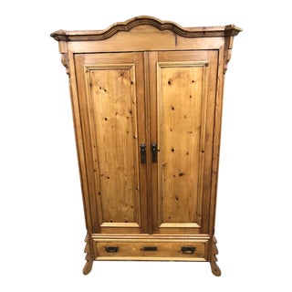 1880s Czechoslovakian 2 Door Pine Wardrobe With Shelves For Sale